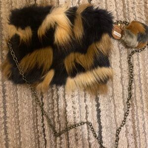 Faux Fur Crossbody Bag with Chain Strap